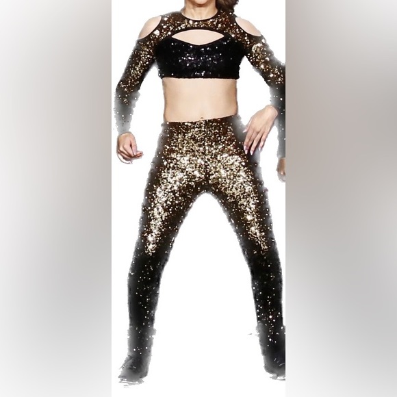 Glamour brand black and gold ombre sequin pants - Picture 1 of 12